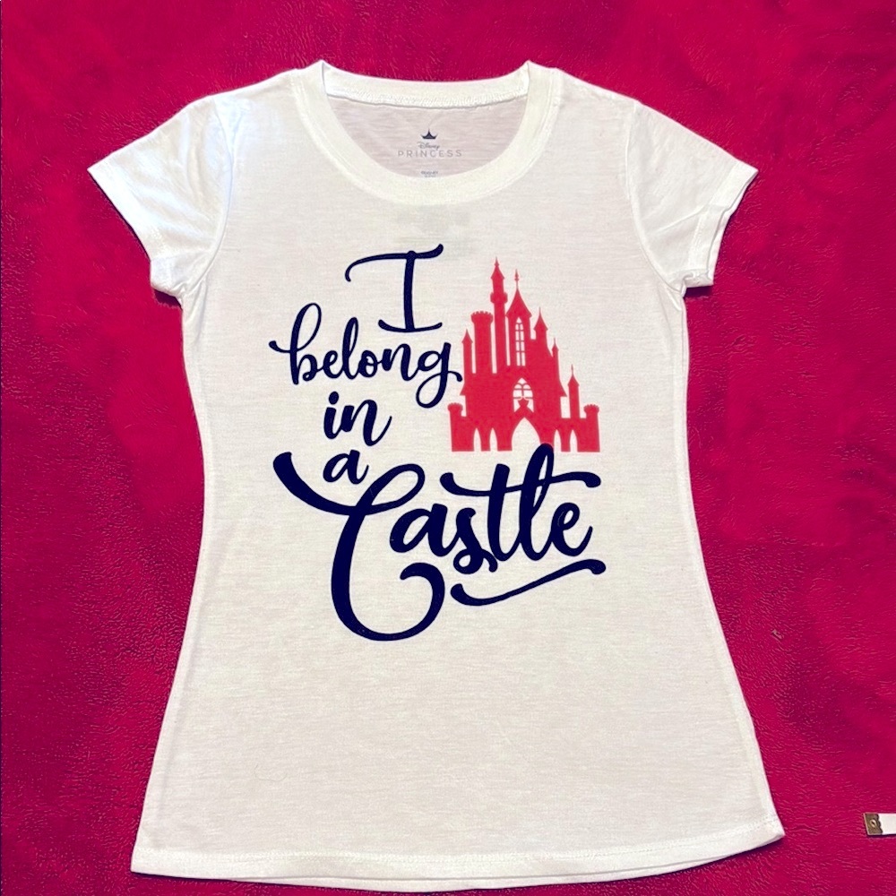 Princess White and Red Short Sleeve Tee with Castle Design